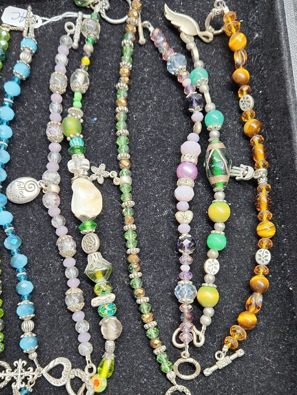 Multicolor Beaded Women's Bracelet Set - Elegant Gem and Pearl Accents - Picture 9 of 9